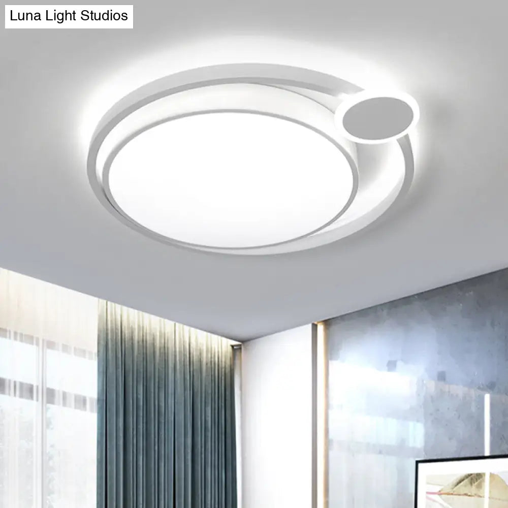 Nordic Metal Led Flush Mount Ceiling Lamp For Bedroom - 15/18/21.5 Black/White & Warm/White White /