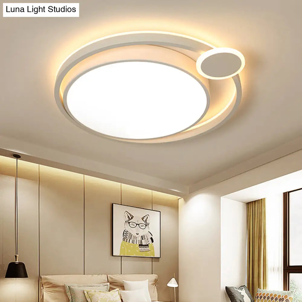 Nordic Metal Led Flush Mount Ceiling Lamp For Bedroom - 15/18/21.5 Black/White & Warm/White White /