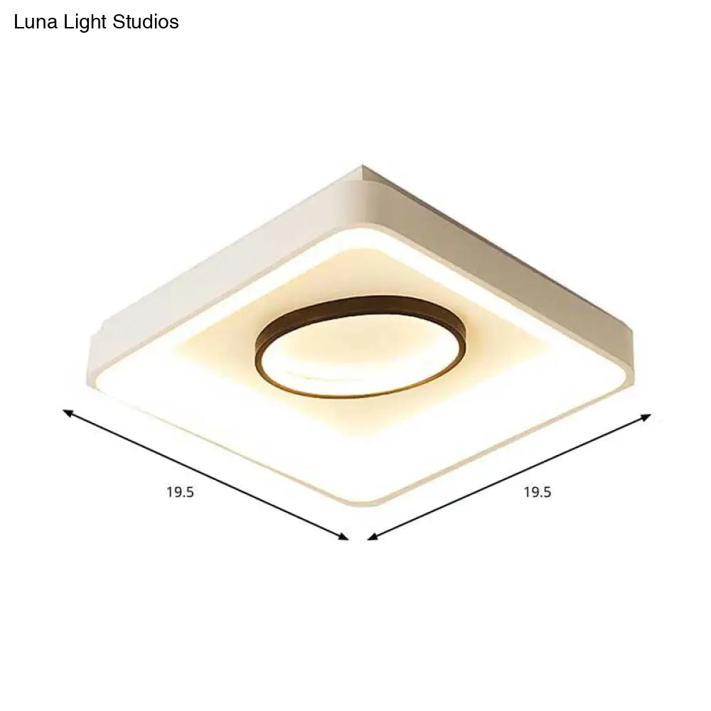 Nordic Metal Led Flush Mount Light - Bedroom Square/Rectangle & Oval Design 16’/19.5’/35.5’