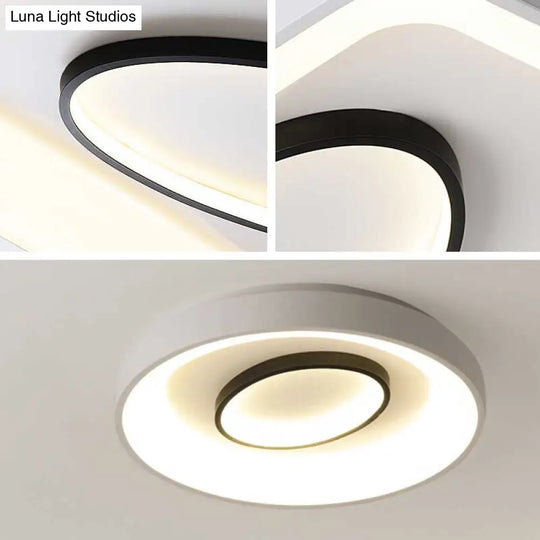 Nordic Metal Led Flush Mount Light - Bedroom Square/Rectangle & Oval Design 16/19.5/35.5 Wide