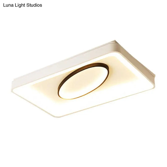 Nordic Metal Led Flush Mount Light - Bedroom Square/Rectangle & Oval Design 16/19.5/35.5 Wide