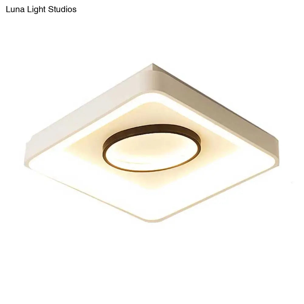 Nordic Metal Led Flush Mount Light - Bedroom Square/Rectangle & Oval Design 16’/19.5’/35.5’