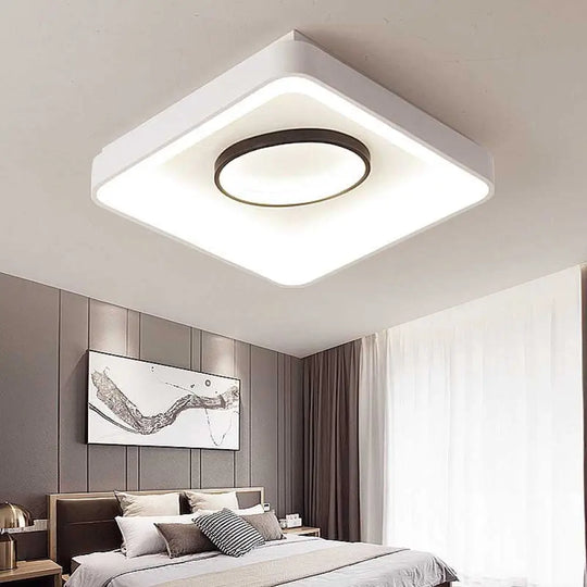 Nordic Metal Led Flush Mount Light - Bedroom Square/Rectangle & Oval Design 16’/19.5’/35.5’