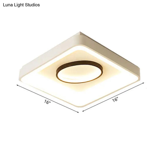 Nordic Metal Led Flush Mount Light - Bedroom Square/Rectangle & Oval Design 16’/19.5’/35.5’