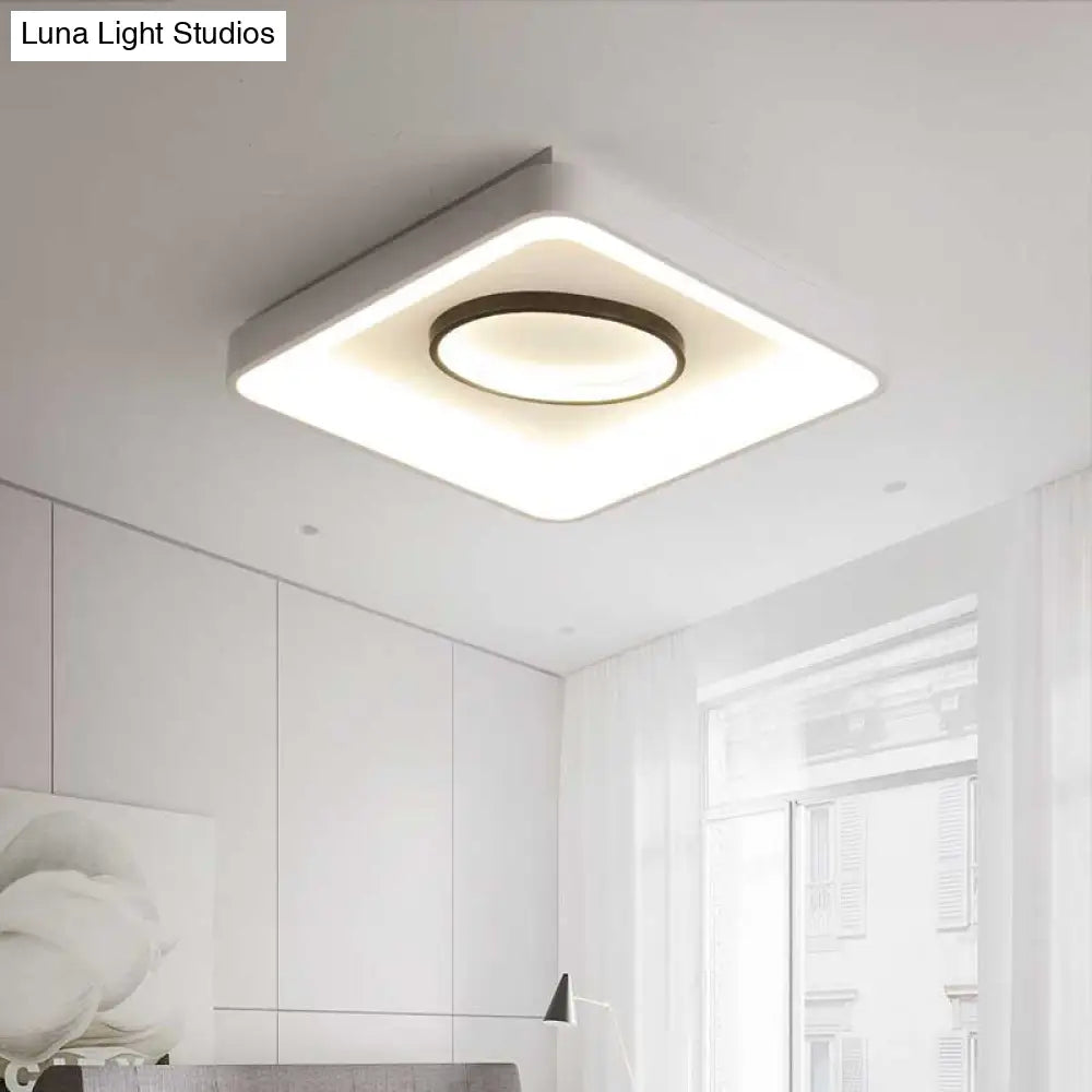 Nordic Metal Led Flush Mount Light - Bedroom Square/Rectangle & Oval Design 16/19.5/35.5 Wide