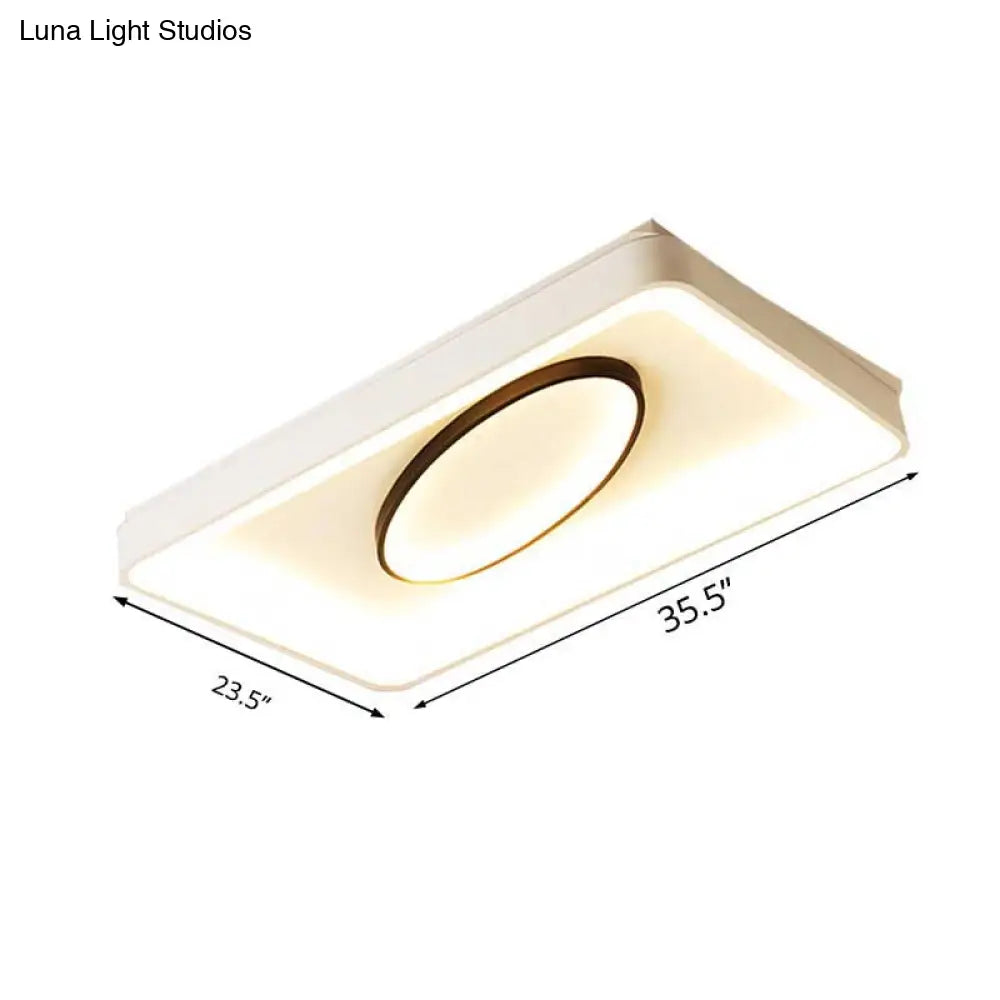 Nordic Metal Led Flush Mount Light - Bedroom Square/Rectangle & Oval Design 16/19.5/35.5 Wide