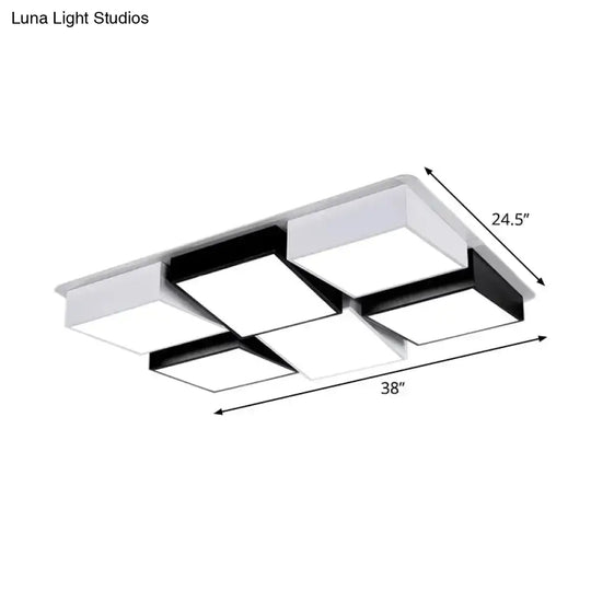 Nordic Metal Led Flushmount Ceiling Light With 4/6 Lights In Black And White Checkered Design