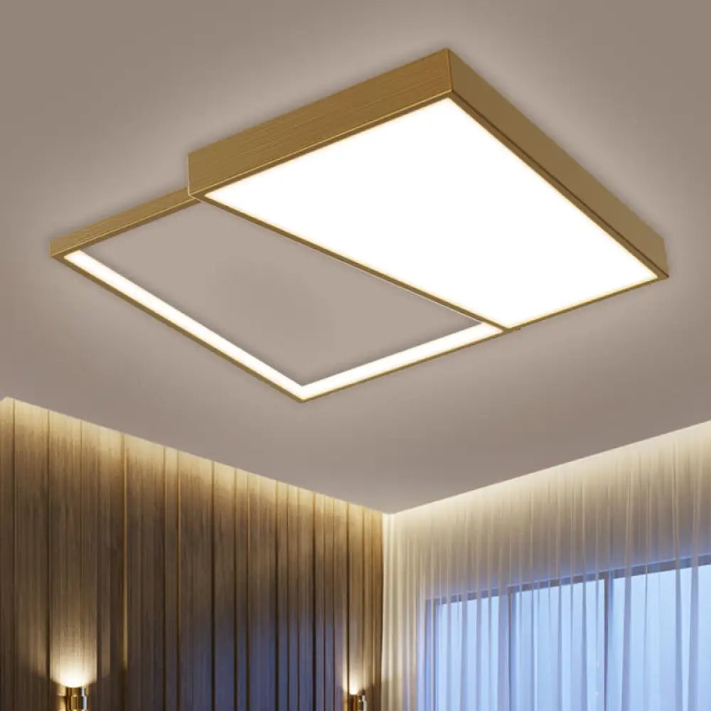 Nordic Metal Led Geometry Ceiling Light - Gold Flushmount 16.5’/20.5’ Wide / 16.5’