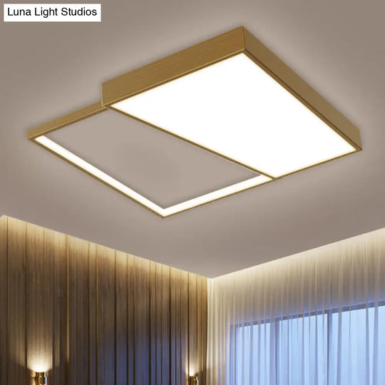 Nordic Metal Led Geometry Ceiling Light - Gold Flushmount 16.5/20.5 Wide / 16.5