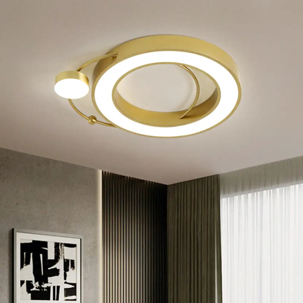 Nordic Metal Led Gold Round Flush Mount Lamp Warm/White Light / White