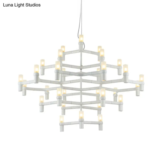 Modern Nordic Led Chandelier Lamp - Multi Layered Black/Silver/White Living Room Hanging Light