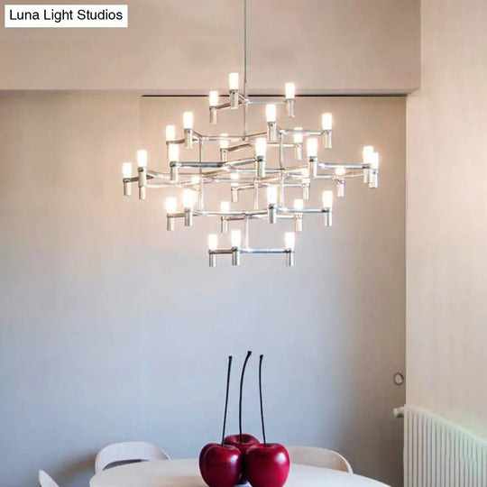 Modern Nordic Led Chandelier Lamp - Multi Layered Black/Silver/White Living Room Hanging Light