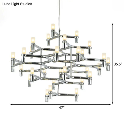 Modern Nordic Led Chandelier Lamp - Multi Layered Black/Silver/White Living Room Hanging Light