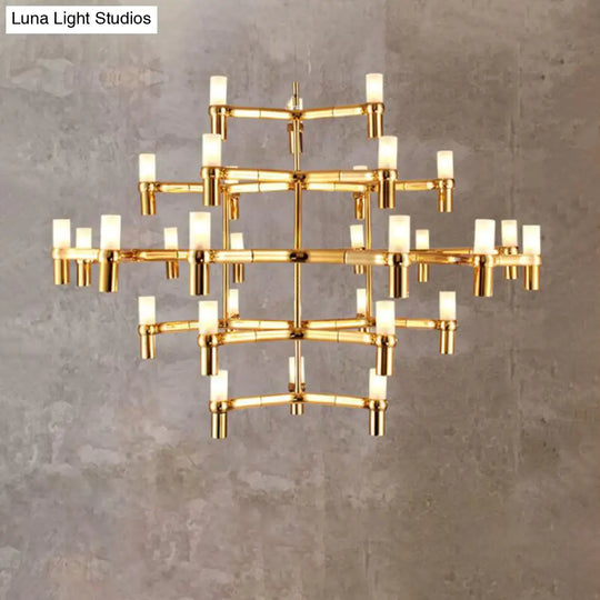 Modern Nordic Led Chandelier Lamp - Multi Layered Black/Silver/White Living Room Hanging Light Gold