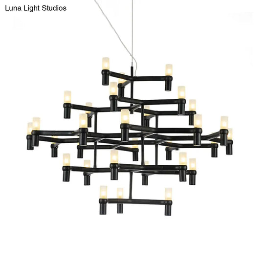 Modern Nordic Led Chandelier Lamp - Multi Layered Black/Silver/White Living Room Hanging Light