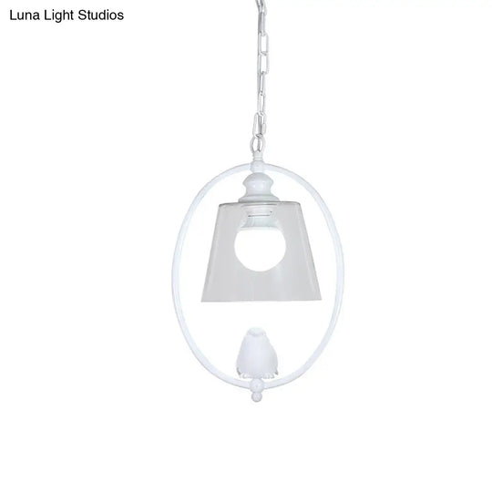 Nordic Metal Oval Pendant Lamp With Clear Glass Shade - Single Head White/Black