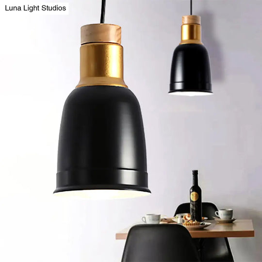 Nordic Metal Pendant Ceiling Light With Bell Hanging Design In Black/Grey/White - 1 Black