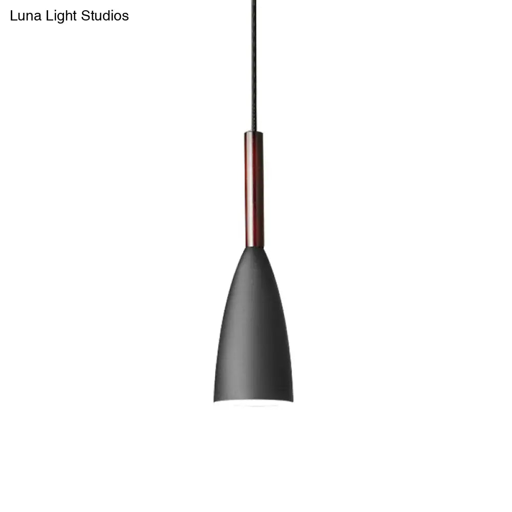 Nordic Metal Pendant Lamp - Elongated Dome Ceiling Suspension 1 Head Black/White/Grey For Dining