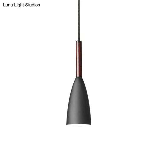 Nordic Metal Pendant Lamp - Elongated Dome Ceiling Suspension 1 Head Black/White/Grey For Dining