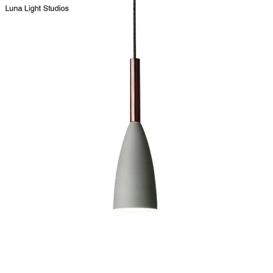 Nordic Metal Pendant Lamp - Elongated Dome Ceiling Suspension 1 Head Black/White/Grey For Dining