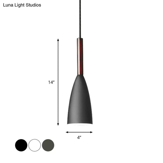 Nordic Metal Pendant Lamp - Elongated Dome Ceiling Suspension 1 Head Black/White/Grey For Dining