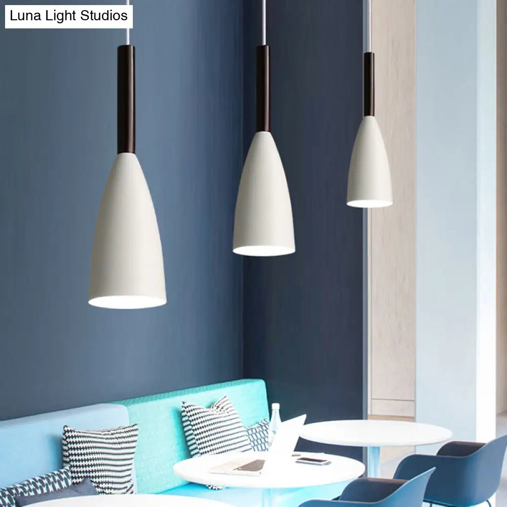 Nordic Metal Pendant Lamp - Elongated Dome Ceiling Suspension 1 Head Black/White/Grey For Dining