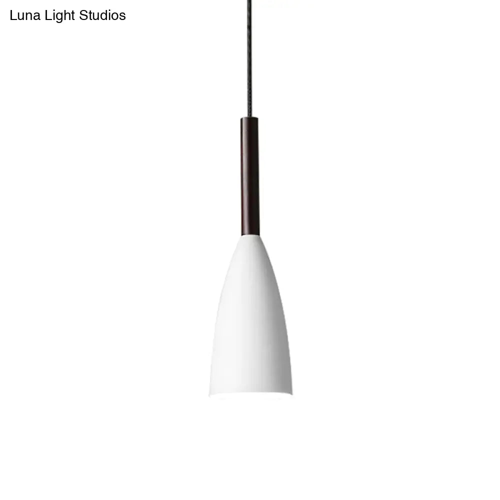 Nordic Metal Pendant Lamp - Elongated Dome Ceiling Suspension 1 Head Black/White/Grey For Dining