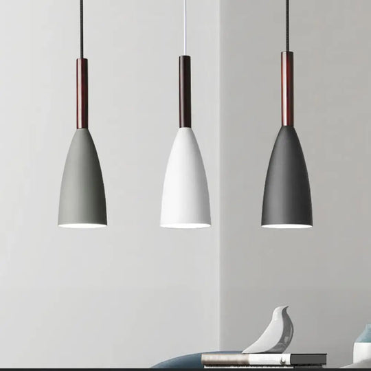 Nordic Metal Pendant Lamp - Elongated Dome Ceiling Suspension 1 Head Black/White/Grey For Dining