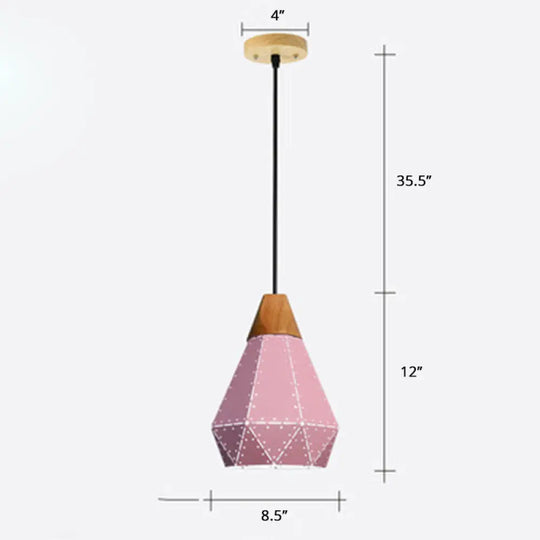 Nordic Metal Pendant Lamp: Laser-Cut Hanging Light Fixture For Dining Room Ceiling Pink