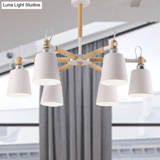 Nordic Metal Pendant Light Fixture - 6-Light Tapered Shade Design For Bedroom