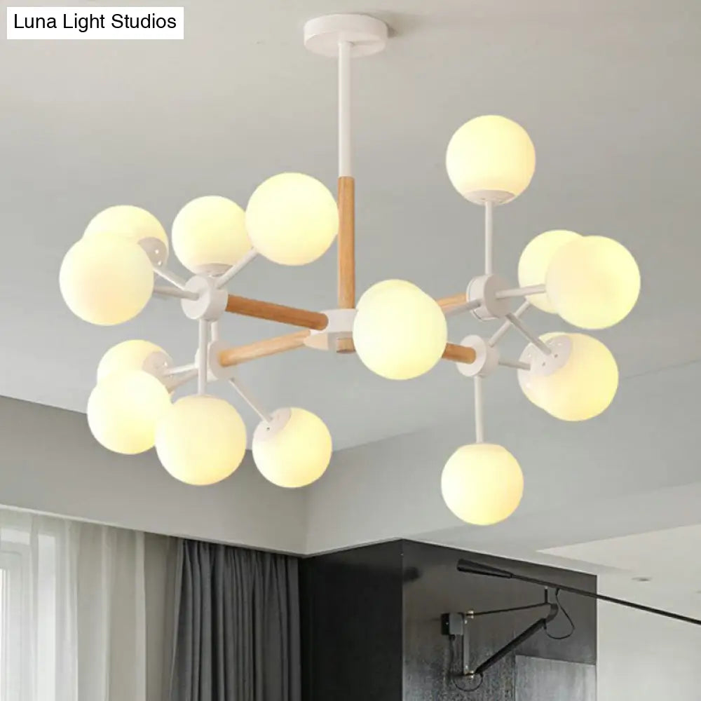 Nordic Metal Pendant Light With Glass Shade - Wood Molecule Chandelier