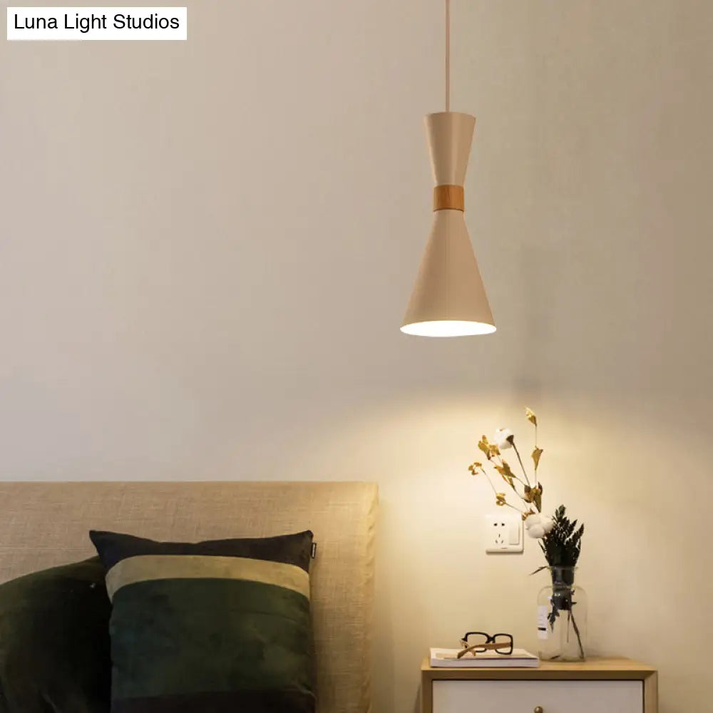 Nordic Metallic Hourglass Pendant Light - Stylish 1-Light Bedside Hanging Ceiling Fixture