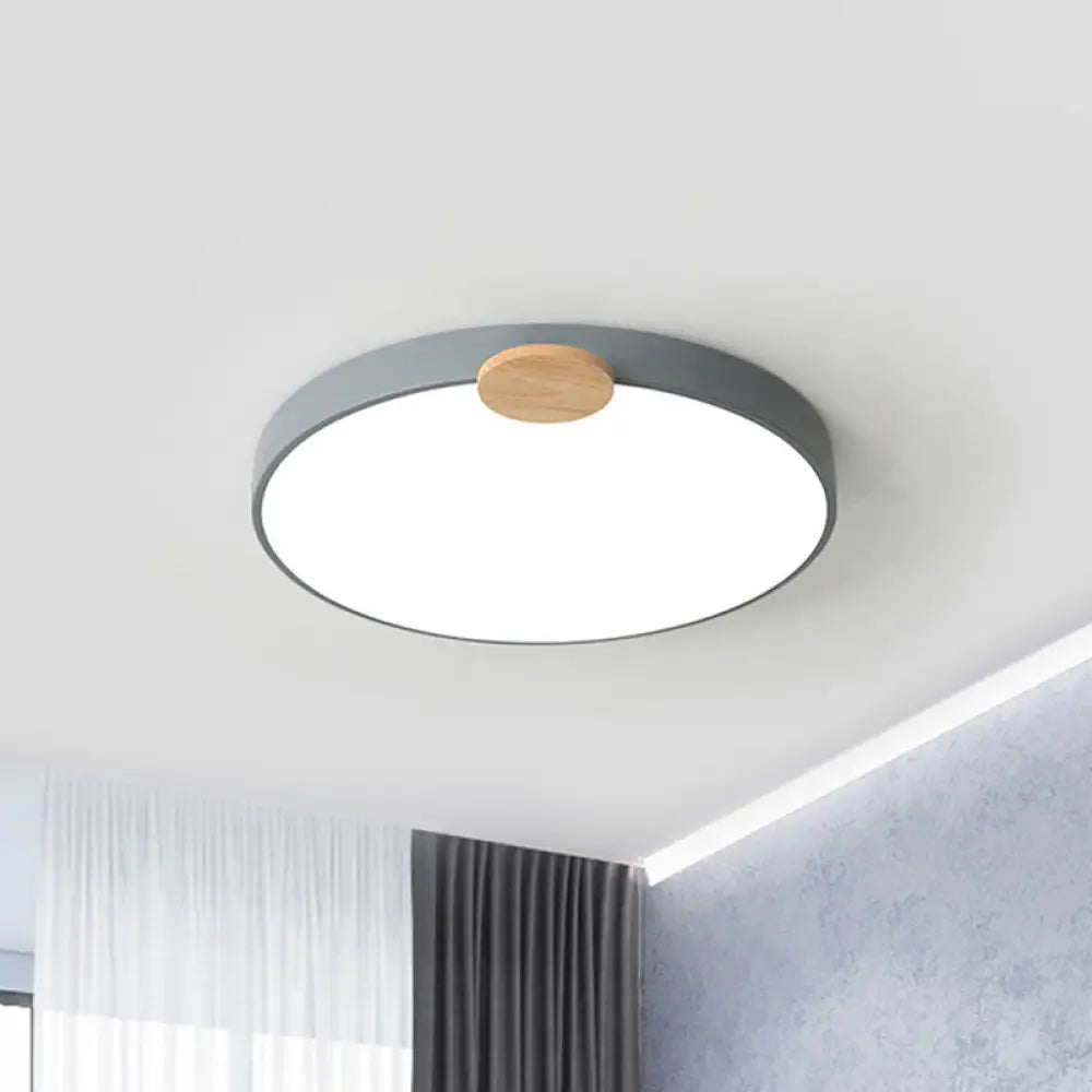 Nordic Metallic Led Flushmount Ceiling Light In Grey - Available 3 Sizes / 12’