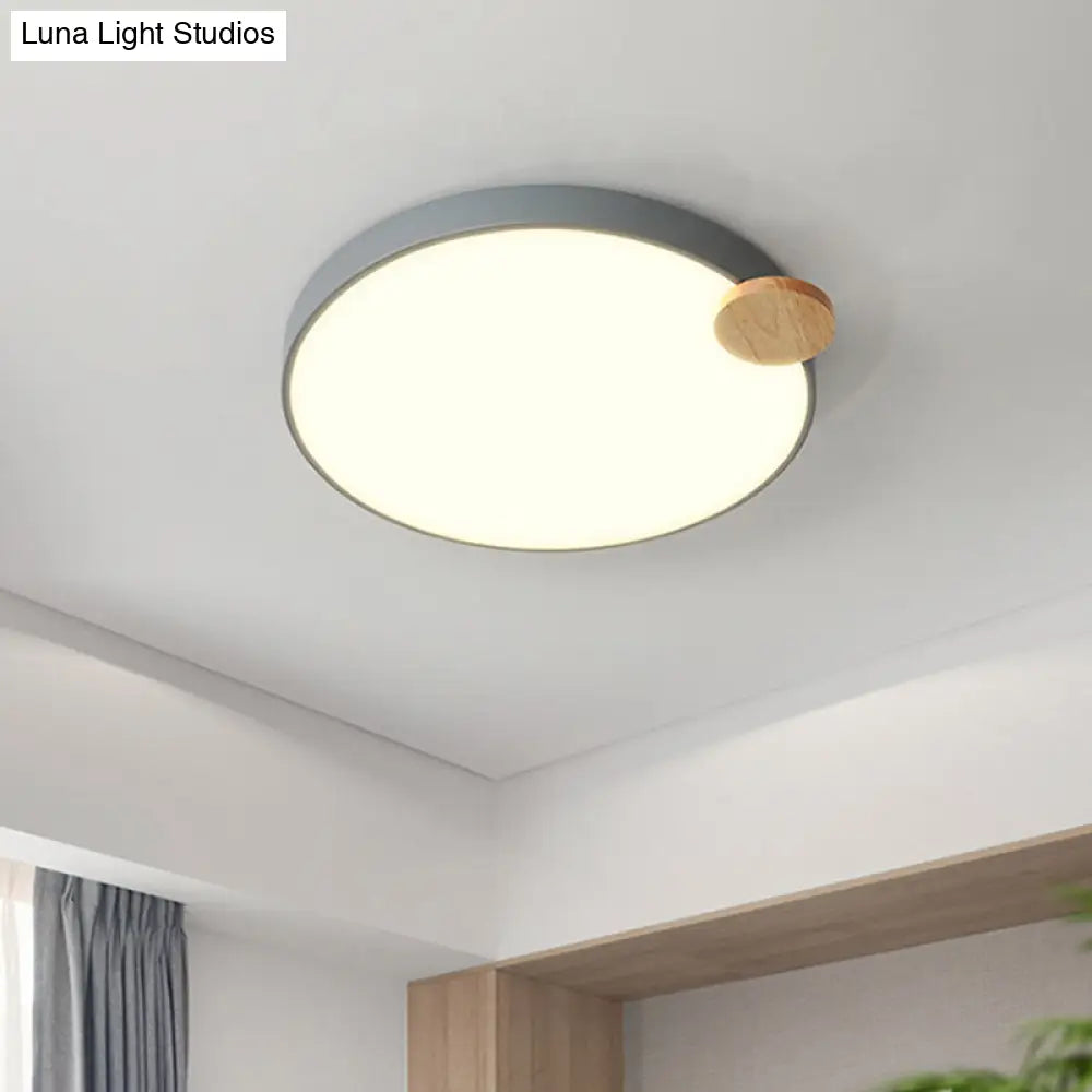 Nordic Metallic Led Flushmount Ceiling Light In Grey - Available 3 Sizes