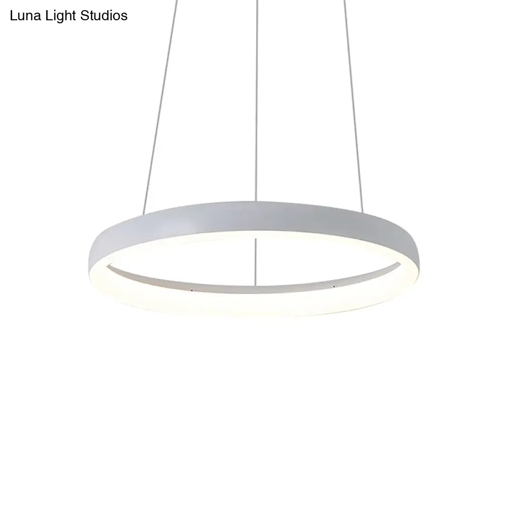 Nordic Metallic Led Pendant Light - Circle Chandelier For Dining Room 1/2/3-Layered Design White