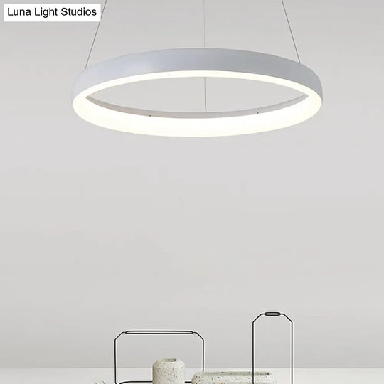 Nordic Metallic Led Pendant Light - Circle Chandelier For Dining Room 1/2/3-Layered Design White