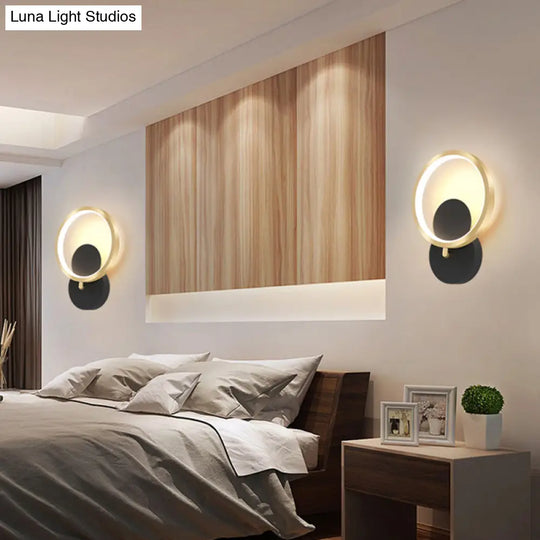 Nordic Metallic Led Wall Mount Lamp - Elegant Black Lighting For Bedroom