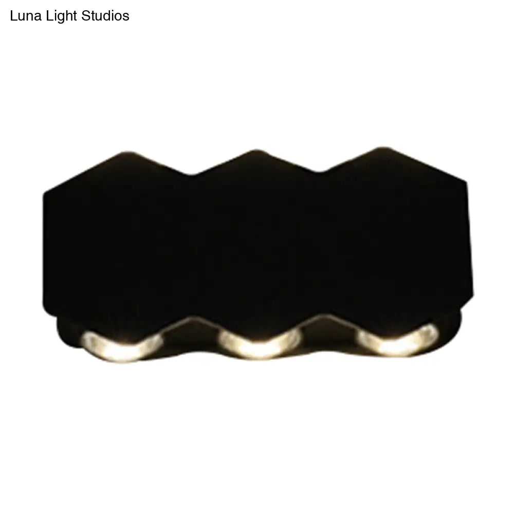 Nordic Metallic Mini Wall Light - Ellipse/Curve/Honeycomb Design 4/6-Bulb Led Washer Sconce In Black