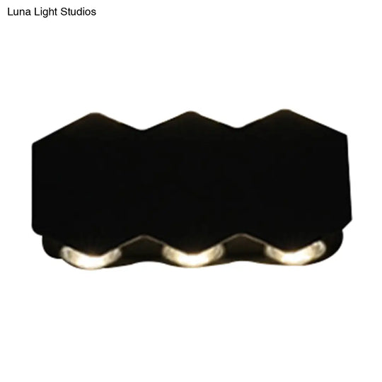 Nordic Metallic Mini Wall Light - Ellipse/Curve/Honeycomb Design 4/6-Bulb Led Washer Sconce In Black