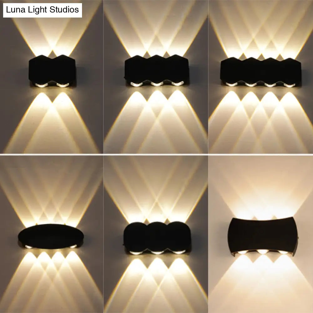 Nordic Metallic Mini Wall Light - Ellipse/Curve/Honeycomb Design 4/6-Bulb Led Washer Sconce In Black