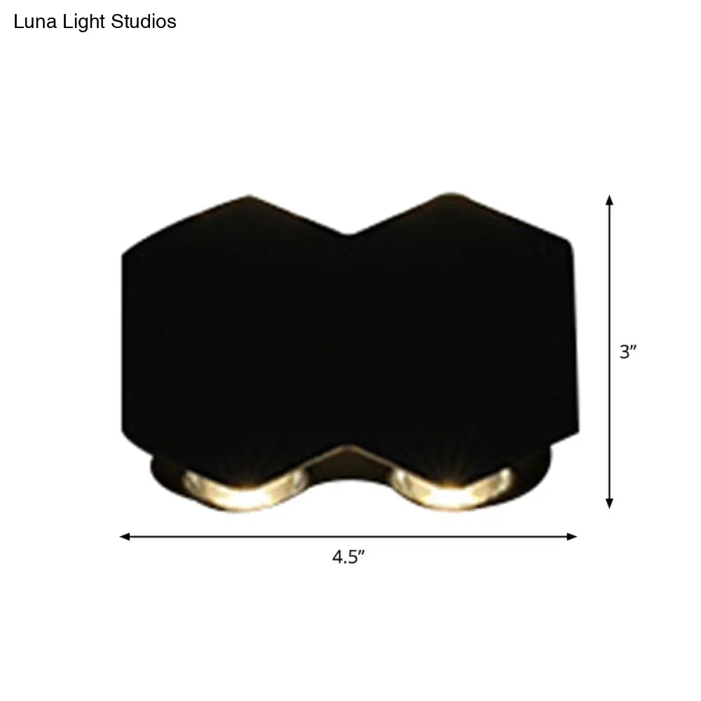 Nordic Metallic Mini Wall Light - Ellipse/Curve/Honeycomb Design 4/6-Bulb Led Washer Sconce In Black