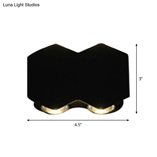 Nordic Metallic Mini Wall Light - Ellipse/Curve/Honeycomb Design 4/6-Bulb Led Washer Sconce In Black