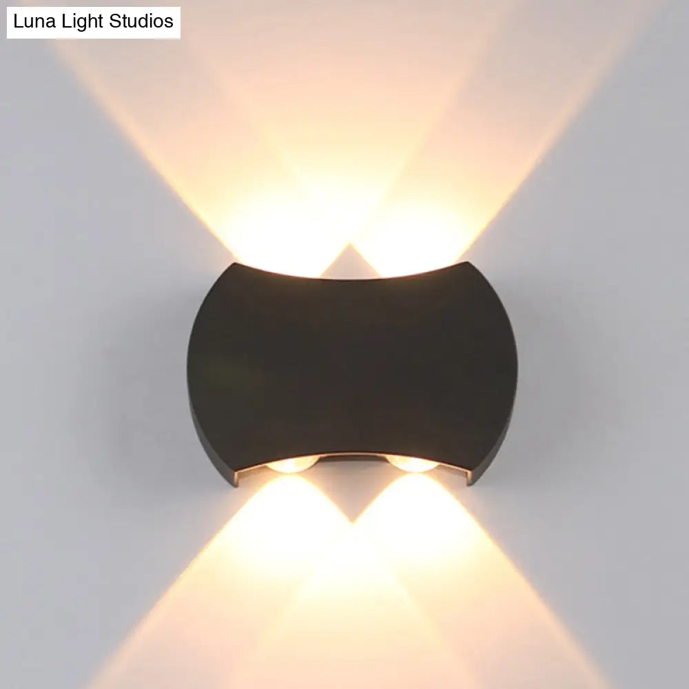 Nordic Metallic Mini Wall Light - Ellipse/Curve/Honeycomb Design 4/6-Bulb Led Washer Sconce In Black