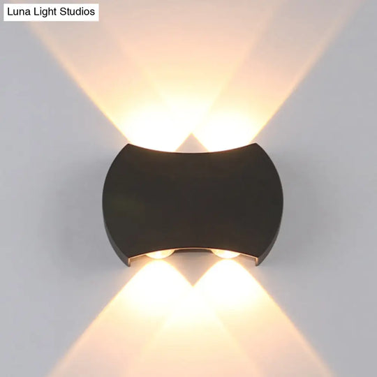 Nordic Metallic Mini Wall Light - Ellipse/Curve/Honeycomb Design 4/6-Bulb Led Washer Sconce In Black