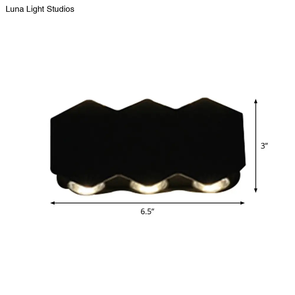 Nordic Metallic Mini Wall Light - Ellipse/Curve/Honeycomb Design 4/6-Bulb Led Washer Sconce In Black