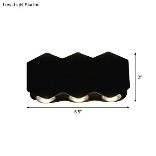 Nordic Metallic Mini Wall Light - Ellipse/Curve/Honeycomb Design 4/6-Bulb Led Washer Sconce In Black