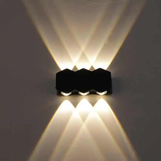 Nordic Metallic Mini Wall Light - Ellipse/Curve/Honeycomb Design 4/6-Bulb Led Washer Sconce In Black