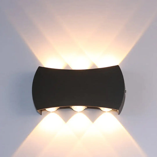 Nordic Metallic Mini Wall Light - Ellipse/Curve/Honeycomb Design 4/6-Bulb Led Washer Sconce In Black