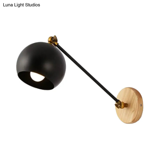 Nordic Metallic Wall Lamp With Adjustable Spherical Shade For Boutique - 1-Bulb Light