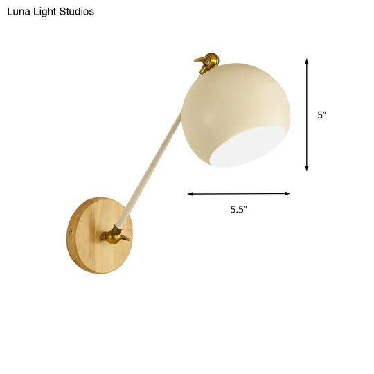 Nordic Metallic Wall Lamp With Adjustable Spherical Shade For Boutique - 1-Bulb Light